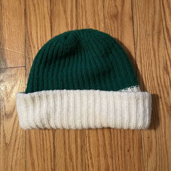 QUAKER STATE Oil Knitted Winter Hat Cap Beanie - Jumbo Patch - Green White - Picture 2 of 3